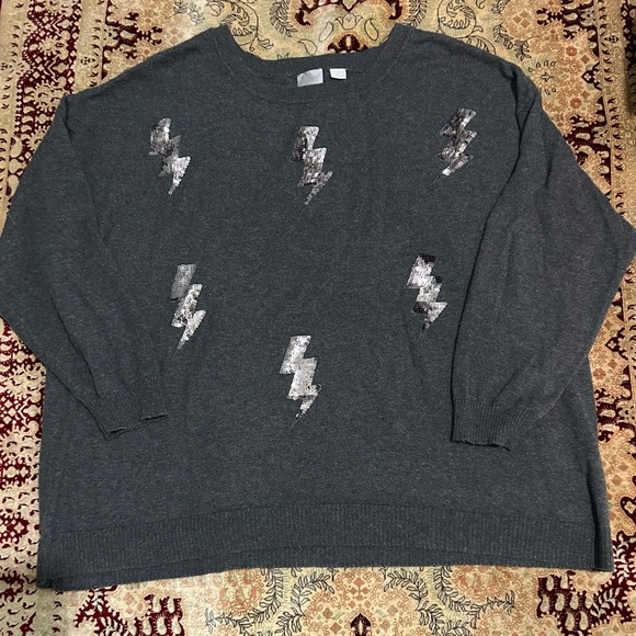 Oleg Cassini Thunderbolt Gray Sweater-1X - Picture 2 of 16